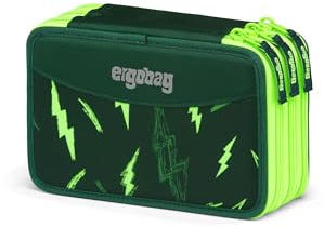 ergobag Maxi-Mäppchen Set 40-Teilig, Lyra Bunt- und Filzstifte, Kleingeld Fach, Lineal, Schere Bärtastisch - Grün