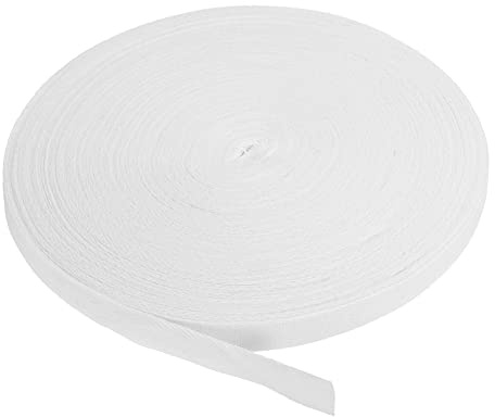 PATIKIL Baumwollband Baumwolle Gurtband 15mm x 45m, Schrägband Baumwoll Nahtband Köperband Saumband Einfassband Stoffband Webband zum Nähen für DIY Basteln Stricken Verpackungen, Weiß | Baumwoll-Schrägband, Bindung mit Fischgrätenmuster, zum Nähen, Geschenkverpackung, Handwerk, Basteln