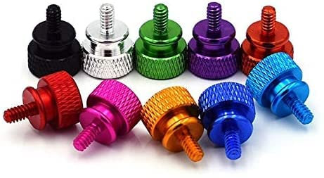tornillo,5PCS 6#-32 * 6.5/12 Caja de la computadora de aleación de aluminio Panel lateral Disco duro Tornillo de mano Tornillos moleteados Clavo de color (Color : Red, Longitud : 12mm) (Color : Onec