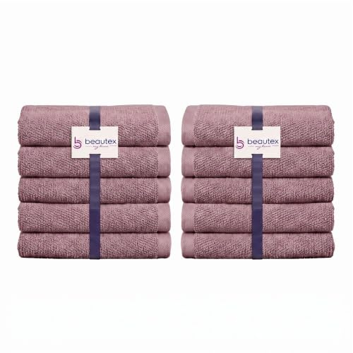 BEAUTEX Gästehandtücher 10er Set 30x50 Altrosa 550 g/m² | 100 % europäische Baumwolle, Oeko-Tex zertifiziert, weich, saugstark, langlebig sowie bis 60 °C waschbar.