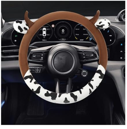 JNNJ Lenkradbezug, Atmungsaktive Universal-Lenkradabdeckung, Winter Warm rutschfest Lenkrad Abdeckung Lenkradschutz, Auto Lenkradbezug Decor Zubehör Für Frauen(Kaffee)