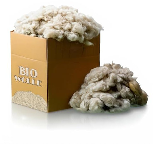 Schafwolle - Natur Dünger und Schneckenschutz für Bio Garten - Schafwolle Dünger gegen Schnecken - Pflanzenschutz und Schneckenabwehr - Schafwolle unbehandelt - 2 Kg