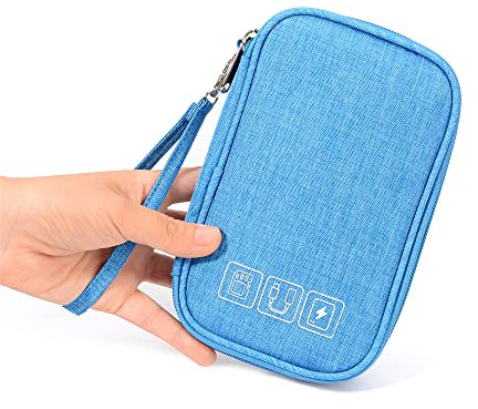 Kabeltasche,Kabel Organizer Tasche Tragbare Kabel-Orgainer-Tasche, externe Batterie tragen Beutel for Ladegerät, 20000mAh Power Bank, Handy, USB Kabel, Kopfhörer(Sky blue)