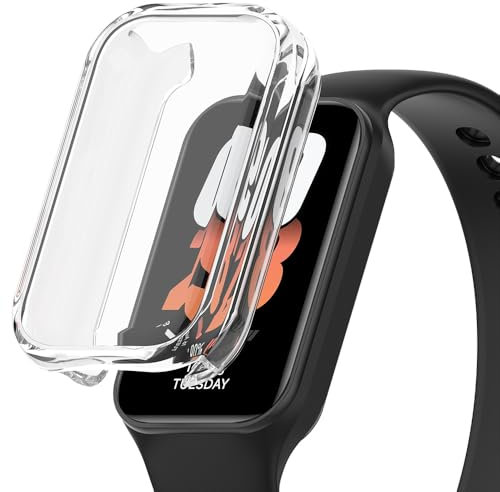 Hülle für Xiaomi Smart Band 8 Active/Redmi Band 2 Schutzfolie Schutzhülle, Silicone TPU Displayschutz Case Cover, Anti-Kratz Anti-Staub Schutz Gehäuse für Redmi Band 2/Mi Band 8 Active (Transparent)