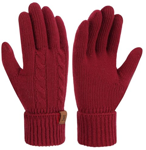 Bequemer Laden Winter Damen Handschuhe Warme Touchscreen Winterhandschuhe | Damen Winter Thermo Handschuhe Zopfmuster Strickhandschuhe Winterhandschuhe Elastisch Manschette Geschenke Frauen