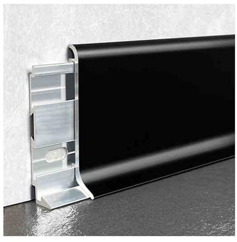 Plinthe Plinthe murale intérieure en métal noir, Moulure de sol en aluminium pour l'extérieur pour garage, terrasse, couloir, Plinthe Moderne Recouvrement Protecteurs d'angle(W 6cm(2.4in),L 70cm(27.5i