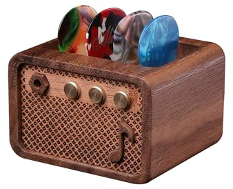 CoolGift Mart Gitarrenzubehör, Walnuss Holz E-Gitarre Amp geformt Gitarre Plektrumhalter, Geschenk für Gitarrenspieler Gitarristen für Picks Lagerung und Anzeige