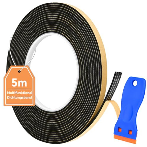BESPOTCL Dichtungsband für Ceranfeld, Kochfeld und Einbauspülen, 5m x 7mm x 2mm, inklusive Schaber
