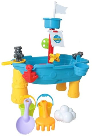 Skeadex 3 in 1 Wasserspieltisch Kinder Outdoor, 17 Stück Sand Wassertisch Matschtisch Set, Strandspielzeug Garten mit Eimer Sandförmchen Sandschaufel,Sommer Outdoor Sand Spielzeug für Kinder ab 3 (A)