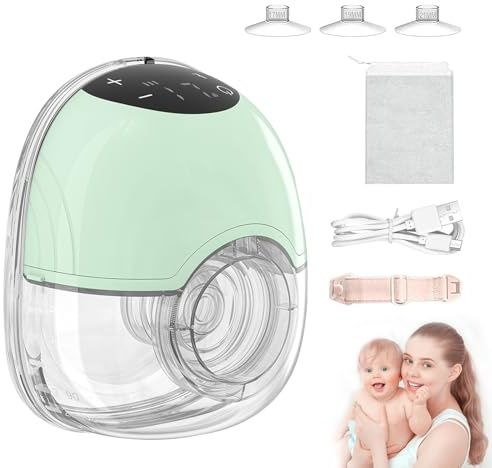 Extractor de Leche Electrico, Sacaleches Portátil Recargable | 4 Modos 12 Etapas Sacaleches Gratuito Poco Ruido sin Sujetar con la Mano con boquillas Cabezal convertible de 17/19/21 mm