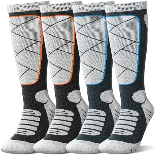 Calcetines de lana merino para esquí, para niños y adultos. Ideales para el frío, el esquí, la nieve, el snowboard, el invierno, calcetines calientes sobre la rodilla y actividades invernales.