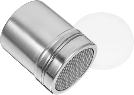 SOIMISS Stainless Steel Powder Shaker Lid Medium Size Fine Mesh Cocoa Flour Shaker Powdered Sugar Duster for Cappuccino Chocolate Sprinkle Baking Use