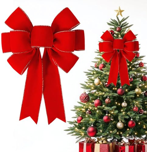 LUYANFX Lazos de Navidad Grandes, Lazos Rojos de Navidad para Árbol de Navidad Adornos, Lazos de Decoracion Regalos Navidad, para Decoracion Navidad,Decoración de Casa (F)