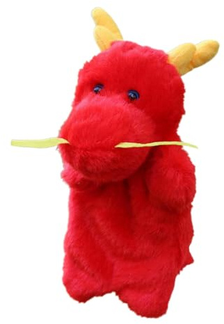 HONMEET Rote Plüsch Drache Handpuppe und Erwachsene Cartoon Tier Handspielpuppe Kuschelig Weich Interaktives Erzählspielzeug Geschenk für Geburtstag und Fantasieentwicklung