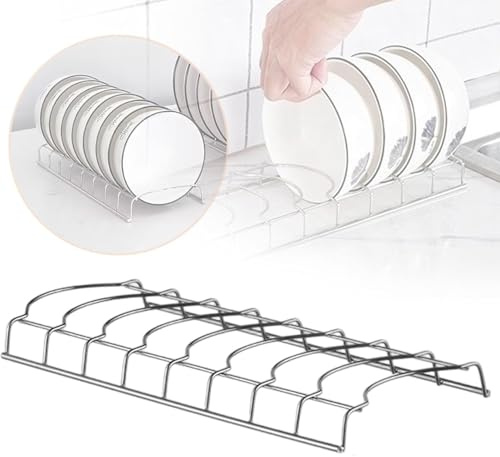 9 Geschirrabtropfgestell Abtropfgestell, 3 Pcs Topfdeckel Organizer Schublade Topfdeckelhalter Topfdeckelhalter, Edelstahl Teller Organizer Schrank Dish Drainer Dish Rack für Schüssel Teller Platte