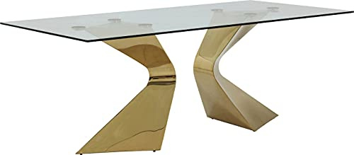 Kare Design Tisch Gloria, Gold, Glasplatte, 200x100 cm