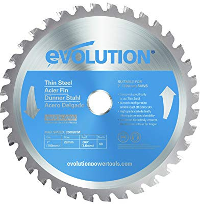 Evolution (T180TCT-68CS) - 180 mm Sägeblatt zum Schneiden von Baustahl - Metall-Sägeblatt mit Hartmetallbestückung erzeugt praktisch keine Hitze, Grate oder Funken