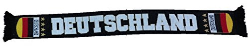 IDM Fanschal Deutschland Germany Schwarz-Gold, Gestrickter Schal, 145 x 16 cm, 100% Acryl, Made in EU