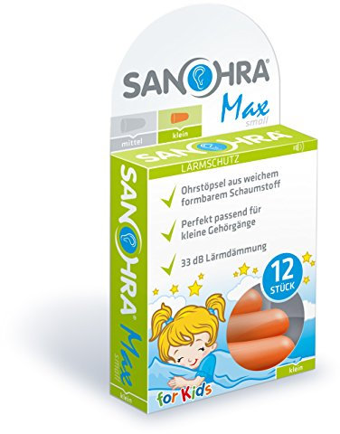 SANOHRA max – Einweg-Ohrstöpsel für Kinder | Starker Lärmschutz für kleine Gehörgänge | Hergestellt in Schweden | Für Schule, Freizeit, Motorsport & Veranstaltungen