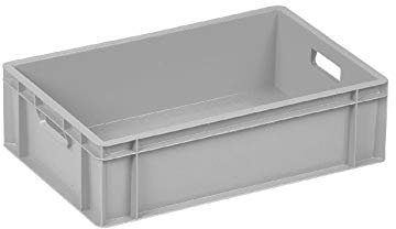 10 x Euro Containers - 600x400x175 Closed handles) - Grey Stacking Plastic Crates - Heavy Duty Storage Boxes - Food grade Bakery/Dough tray