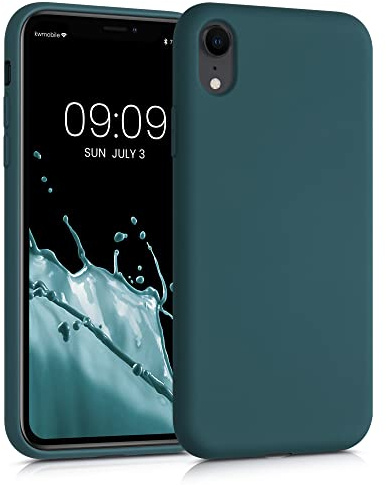 kwmobile Hülle kompatibel mit Apple iPhone XR Hülle - gummierte TPU Silikon Handyhülle - Schutzhülle für kabelloses Laden - Case in Petrol matt