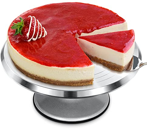 Alzata per torte da 30,5 cm, accessorio per decorazione torte, giradischi rotondo in alluminio girevole, vassoio da forno, accessori per feste di compleanno e matrimoni