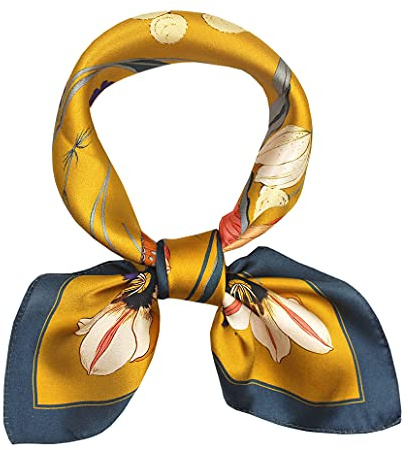 ANDANTINO Écharpe 100% soie de mûrier véritable - 53,3 x 53,3 cm - Foulard léger - Pour femmes et hommes - Petites écharpes carrées imprimées numériquement, Small
