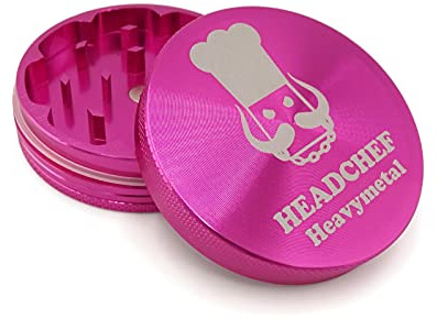 Headchef Heavymetal 55mm, 2 Piece Grinder, Metal Herb Grinder with Magnetic Lid (Pink)