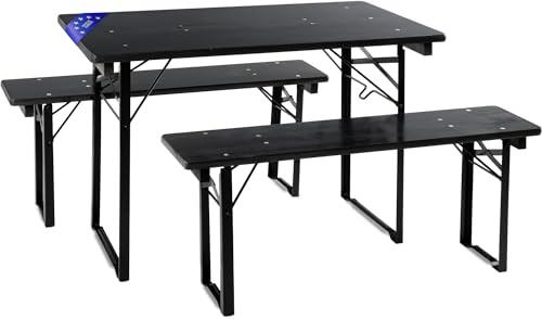 Stagecaptain BBEU-110GY Hirschgarten Ensemble Bierzelt pour Balcon - Tente Pliante 110 cm - 5 Tables, 10 bancs en Bois - pour intérieur et extérieur - Gris.