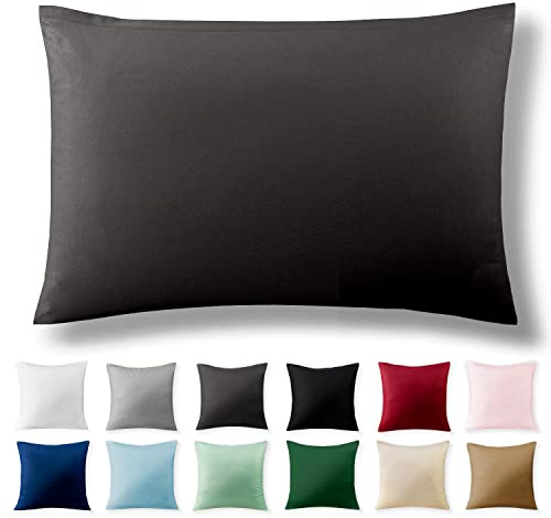 Alreya Renforcé Kissenbezug 40 x 60 cm - 100% Baumwolle mit Reißverschluss, Superweicher Kopfkissenbezug 40x60, Kissenhülle, Anthrazit, nur Kissenbezug