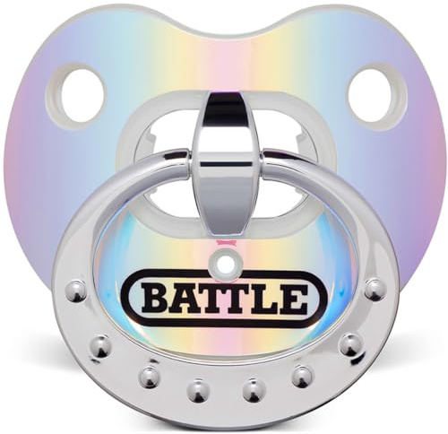 Battle Sports Binky Oxygen Football Mouthguard - Detachable Strap, Maximum Breathability, Works with Braces & No Boiling Required - Iridescent Blue/Purple
