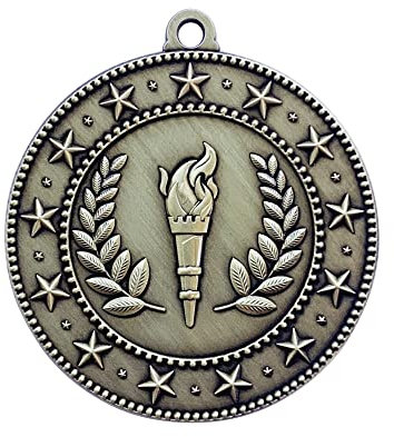 10 Pack of Victory Torch Champion Gold Medals Trophy Award with Neck Ribbons EMDC120