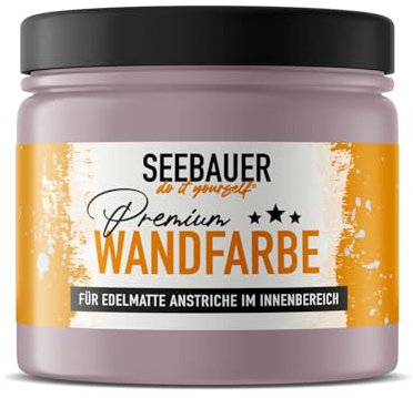 SEEBAUER diy Wandfarbe Lila 300ML für Innen (No. 957 Plum Cake) Edelmatte lila Innenfarbe - Violetttöne sehr hohe Deckkraft - Matt, Abwaschbar und Tropffrei