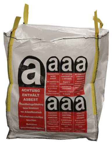 Lacers Big Bags 10 Stück Asbest 90x90x110cm mit 4 Schlaufen bis 1000 Kilogramm, Beschichtet | Schüttgutbehälter, Transportsack, Entsorgungssack