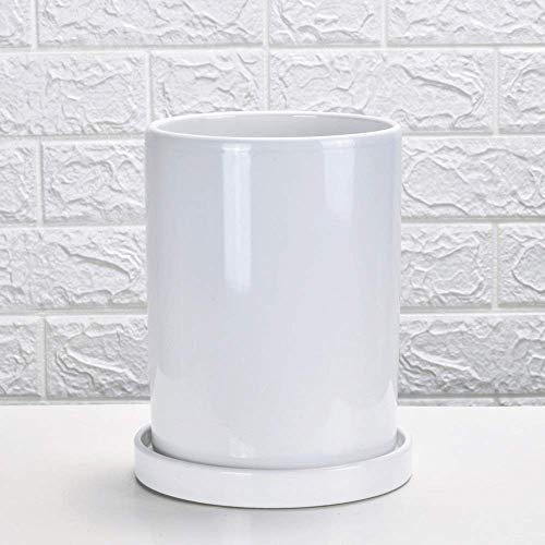 Röhrenförmiger Keramik-Blumentopf, 2 Größen, einfacher Stil, serieller Blumentopf, grau, Innen-Blumentopf, Schule, Garten, Küche, Dekoration, Behälter, mittelgroße Blumentöpfe mit Loch