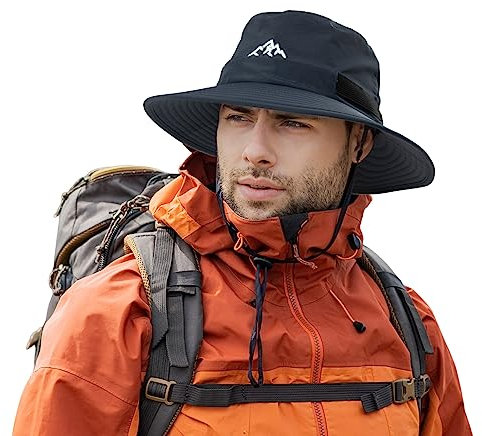 Comhats Wasserdichter Bucket Hat für kleine Köpfe, Outdoor-Hut zum Wandern, Golfen, Safari, Angeln, Wandern - Regenhüte - UPF 50+ Sonnenhut verstellbar, faltbar, Winddicht L Marineblau