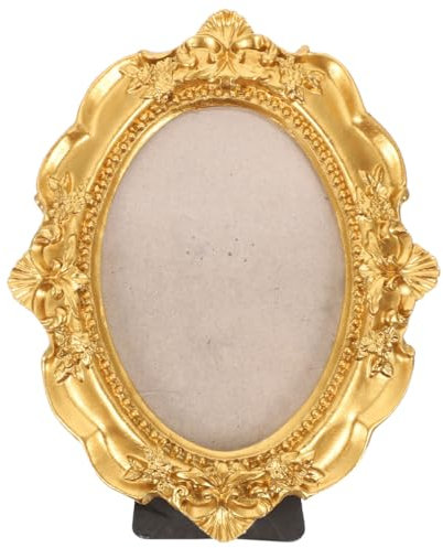 SUPVOX Cadre Photo Vintage En RéSine Doré, Mini Cadre Ovale DéCoratif Pour DéCoration IntéRieure Et Accessoires De Photographie