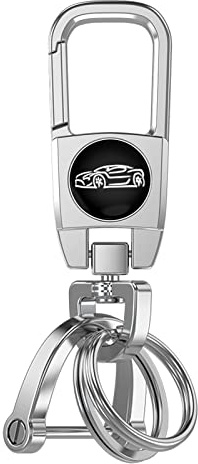 Benust Auto Schlüsselanhänger, Schlüsselkette mit Schlüsselring und Anti-Verlust-D-Ring, Metall Schlüsselanhänger für Auto Motorrad Fahrrad (Silber)