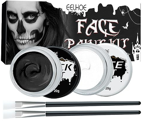 Holzsammlung Set di Colori per Il Corpo per Il Viso in Bianco e Nero,Kit Artistico, Per Halloween, Natale, Feste, Cosplay, Clown, Effetti Speciali SFX