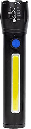 Cymwer Torcia imformeabile a lungo raggio con zoom telescopico Lanterna portatile USB ricaricabile for viaggi, campeggio, escursionismo, avventura (B)