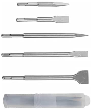 Ensembles De 5 Burins, Forets à Percussion à Tige Ronde en Acier 40Cr, Marteau Rotatif, Pointe De Burin, Type Plat pour Carrelage, Maçonnerie, Ciment, Brique, Béton, Mur De Pierre