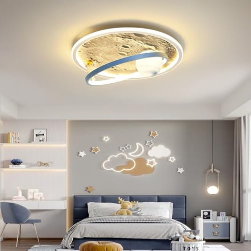 RuiRfh Deckenlampe LED Kinderzimmerlampe dimmbar Schlafzimmer blaue Deckenleuchte kreativ und schick mit Fernbedienung moderner Augenschutz Beleuchtung Cartoon-Stil Glaslampenschirm Wohnzimmer Bibliot