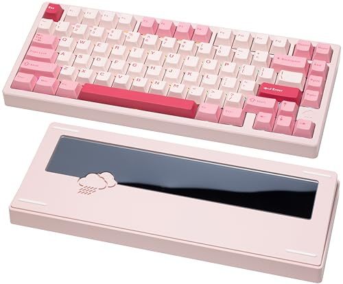 KEEBMONKEY WOBKEY Rainy 75 CNC Aluminio HMX/JWK/Cocoa Switches Teclado mecánico de conectividad de Triple Modo con acústica Superior(Estándar Rosa)
