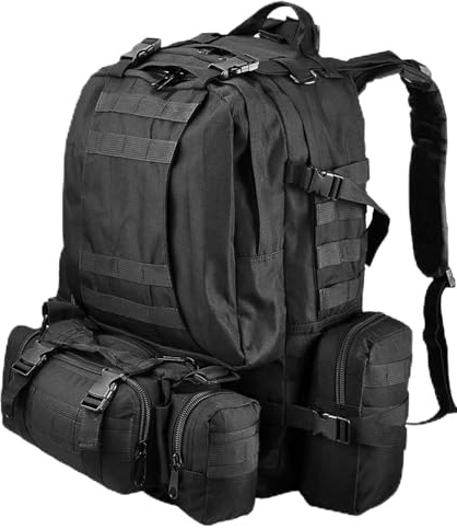 aiGear 55L Zaino Tattico Militare Grande Capacità Impermeabile Nero