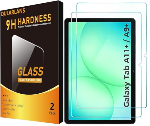 Qularlans [2 Pack] Tempered Glass Screen Protector for Samsung Galaxy Tab A9 Plus 11 Inch (2023, SM-X210/X216/X218) & Tab A11 Plus 11 Inch (2025, SM-X230/X235/X236B), 9H Hardness, HD Clear, Bubble-Free, Case Friendly, S Pen Compatible