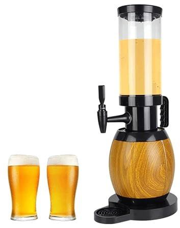 Dispensador de torre de cerveza, Dispensador de Bebidas, Dispensador de Torre de Cerveza de 1,5 L/3 L, Dispensador de Cerveza for Fiestas, con Luces LED de Tubo de Hielo, Torre de Cerveza con Base de