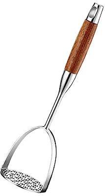 STOBAZA Gemüsestampfer aus Edelstahl mit Holzgriff Schneller Kartoffelstampfer für Fleisch und Süßkartoffeln zum Kochen und Backen Zufällige Farbe