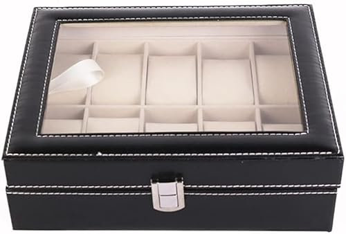 LEVINE Uhrenbox, Luxus-Uhrenbox, Uhrenhalter, Uhrenaufbewahrungsbox, 10 Fächer, Uhrenvitrine, Schmuckhalter, Aufbewahrungsorganisator mit Schloss for Damen und Herren, Geschenke