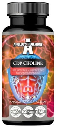 CDP Choline 300 mg - Citicoline 90 Vegane Kapseln - 3 Monatsvorrat - Lipid Choline - Hochwirksames Nootropic Supplement zur Verbesserung von Gedächtnis und Konzentration - von Apollo's Hegemony