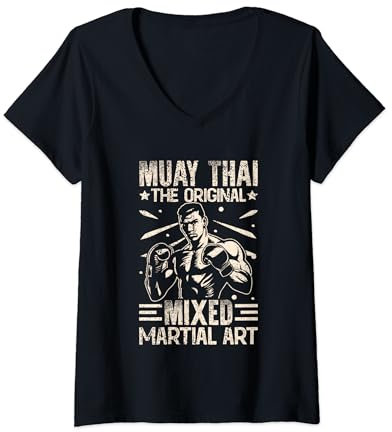 Damen Muay Thai das Original Mixed Martial Art Muay Thai T-Shirt mit V-Ausschnitt